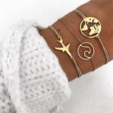 NEWBUY 23 Style Mix Turtle Heart Pearl Wave LOVE Crystal Marble Charm Bracelets for Women Boho Tassel Bracelet Femme Bijoux