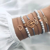 NEWBUY 23 Style Mix Turtle Heart Pearl Wave LOVE Crystal Marble Charm Bracelets for Women Boho Tassel Bracelet Femme Bijoux